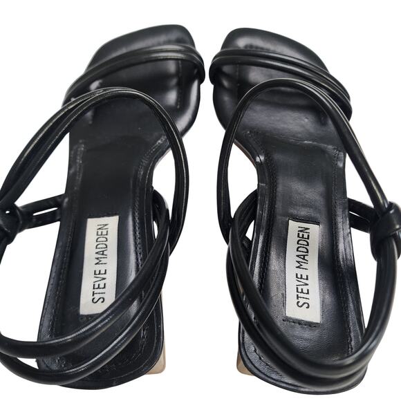 Steve Madden Womens Ensure Slingback Sandal Size 7.5 Black Square Toe Block Heel - Picture 7 of 10